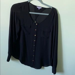 Open back black blouse